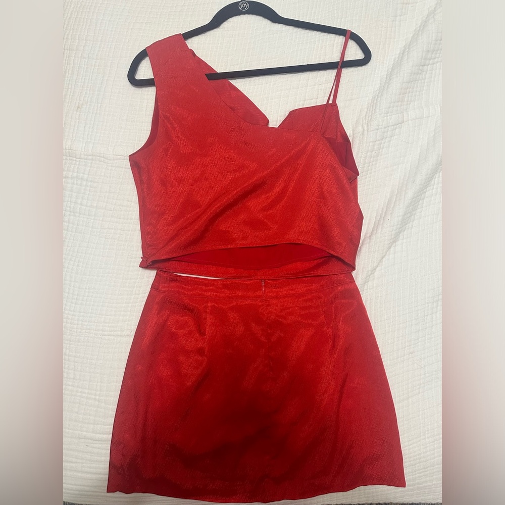 Red silk two piece set